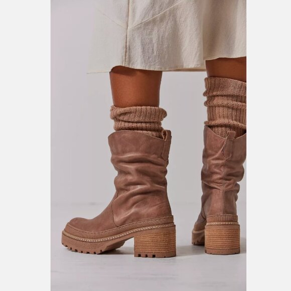 New Free People Mel Slouch Boots Size 6.5 MSRP: $268 Leather hazelnut - Picture 4 of 6